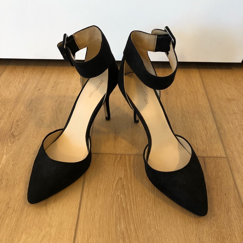Zara black ankle strap heel